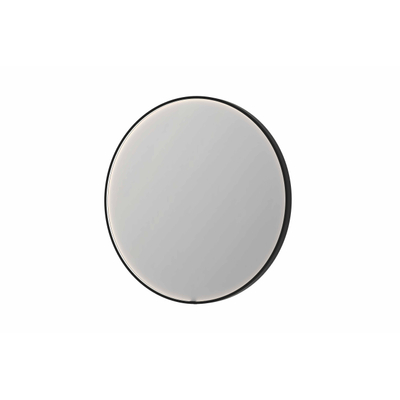 INK SP24 miroir - 100x4x100cm rond dans cadre en acier incl dir LED - chauffage - changement de couleur - dimmable et interrupteur - métal brossé noir
