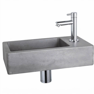 Fortifura Fuente fonteinset - 40x22x8cm - kraangat rechts - met kraan chroom - beton (grijs)