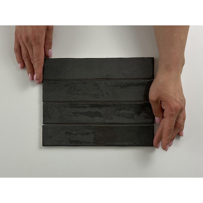 ÉCHANTILLON Terravito Dorelia carreau mural - 5x25cm - Anthracite brillant (anthracite)