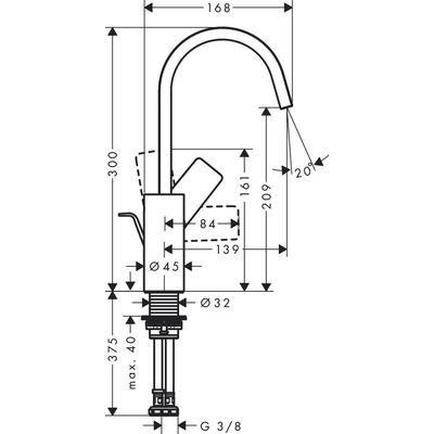 Hansgrohe VIVENIS Wastafelmengkraan - 21cm - eengreeps - draaibare uitloop - trekwaste - zwart chroom