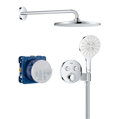 Grohe Precision SmartControl inbouw regendoucheset – thermostatisch – Ø31 cm ronde hoofddouche – gebogen wandarm – chroom