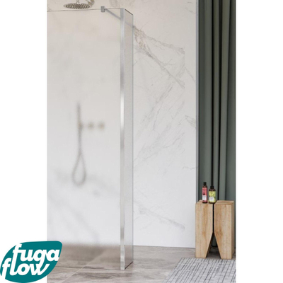FugaFlow Eccelente Vetro zijwand - 50x200cm - mat glas - 8mm - met hoekprofiel - chroom -