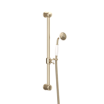Crosswater Belgravia Ensemble barre de douche - 60cm - douchette à main - flexible de douche - laiton brossé (or)