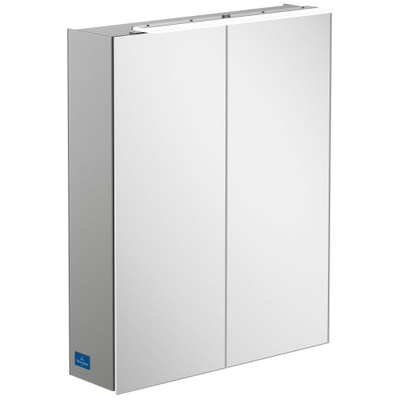 Villeroy & Boch my view one spiegelkast - 60.7x74.6cm - met 2 deuren - met led - glans zilver