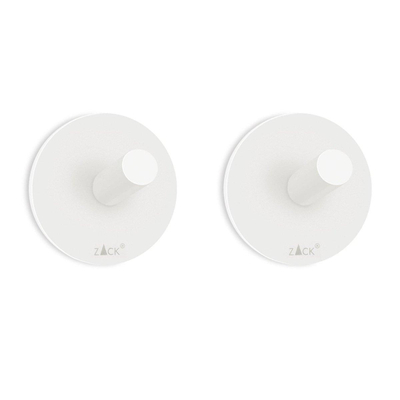 Zack Peco Crochets à serviettes - ronds - ø 4,5 cm - lot de 2 - blanc