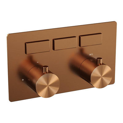 BRAUER Copper Edition Inbouwthermostaat - 3 functies - inclusief inbouwdeel - drukknoppen - geborsteld koper PVD