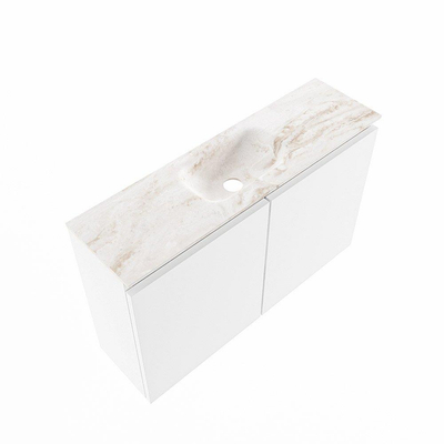 MONDIAZ TURE-DLUX 80cm toiletmeubel Talc. EDEN wastafel Frappe positie midden. Met 1 kraangat.