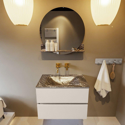 Mondiaz VICA-DLUX ensemble de meuble de salle de bain - 70cm - meuble sous-vasque lin - 2 tiroirs - lavabo encastrée nuage milieu - sans trous de robinet - version haute de 60cm - lave