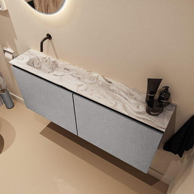 MONDIAZ TURE-DLUX Meuble de WC 120 cm Plata. EDEN lavabo Glace position gauche. Sans trou de robinet.