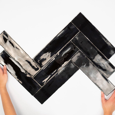 Cifre Ceramica Colonial Carrelage mural - 7.5x30cm - 8.6mm - Rectangle - Noir brillant