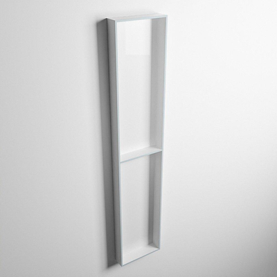 Mondiaz Easy nis 29.5x89.5x8cm voor Inbouw/opbouw 2 open vakken Solid surface Talc/Clay