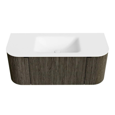 Mondiaz KURVE Ensemble meuble de salle de bains - 110x46x40cm - 1 tiroir - 2 portes - lavabo solid surface - central - 1 trou de robinet - Shadow