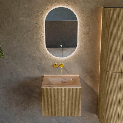 MONDIAZ KURVE-DLUX Meuble de salle de bains 50 cm couleur Dusk avec 1 tiroir et 0 porte. Lavabo GRUNNE Central sans trou de robinet Arena.