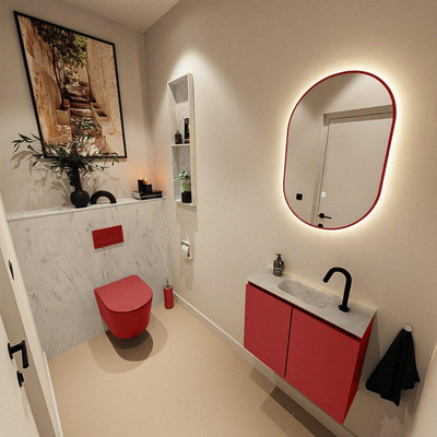 MONDIAZ TURE-DLUX 60cm toiletmeubel Fire. EDEN wastafel Opalo positie midden. Met 1 kraangat.