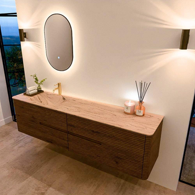 Mondiaz CIRO-DLUX Meuble de salle de bains - 190x45x50cm - Plan-vasque en solid surface Arena - 1 vasque à gauche - 1 trou de robinet - 4 tiroirs - Dusk