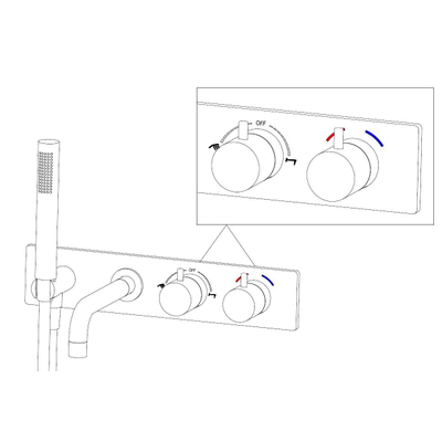 Wiesbaden Style mitigeur thermostatique bain - encastré - avec douchette - chromé