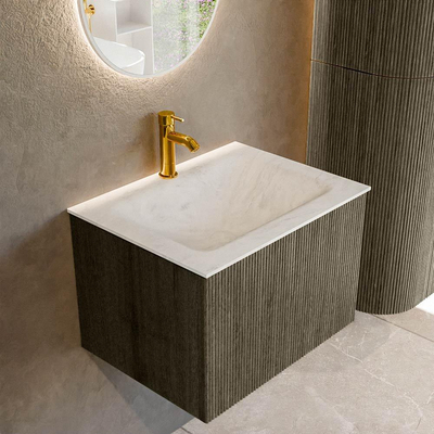 Mondiaz KURVE-DLUX Badkamermeubelset - 60x46x40cm - 1 lade - wastafel solid surface - midden - 1 kraangat - Shadow