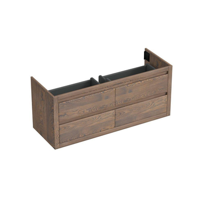 Forzalaqua Gela 2.0 meuble sous-lavabo 140x51x60cm avec 4 tiroirs sans poignées à fermeture douce Chêne massif Havanna