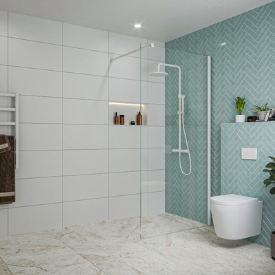 Fortifura Galeria Douche à l'italienne - 100x200cm - verre clair - Blanc mat