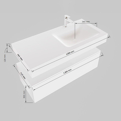 Mondiaz ALAN - DLUX ensemble de meuble de salle de bain - 120cm - meuble sous-vasque - Marron foncé - 2 tiroirs - lavabo suspendu cloud - évier à droite - sans trous de robinet - Ostra