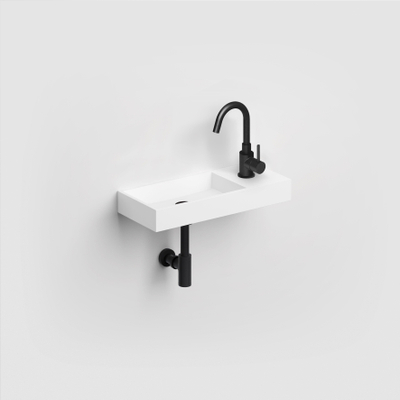 Clou Mini Wash Me lave-mains 45x19cm pré-percé trou de robinet à droite Aluite Blanc mat