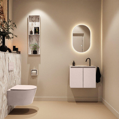MONDIAZ TURE-DLUX Meuble WC 60 cm Rosee. Lavabo EDEN Glace position milieu. Avec 1 trou de robinet.