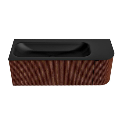 Mondiaz KURVE Badkamermeubelset - 125x46x40cm - 1 lade - 1 deur - wastafel solid surface - links - zonder kraangat - Ruby