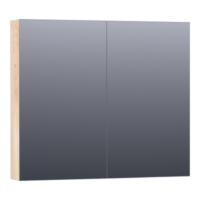 BRAUER Impress armoire de toilette – 80 x 70 x 15 cm – 2 portes, portes-miroir double face – Forest Wheat