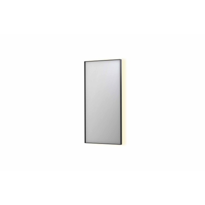 INK SP32 spiegel - 50x4x100cm rechthoek in stalen kader incl indir LED - verwarming - color changing - dimbaar en schakelaar - mat zwart