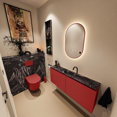 MONDIAZ TURE-DLUX 120cm toiletmeubel Fire. EDEN wastafel Lava positie midden. Met 1 kraangat.