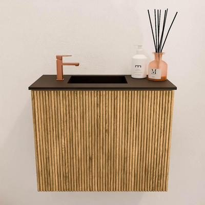 Mondiaz JOYA 50cm toiletmeubel - kleur Oak - Wastafel FAYE positie Links 1 kraangat kleur Urban.