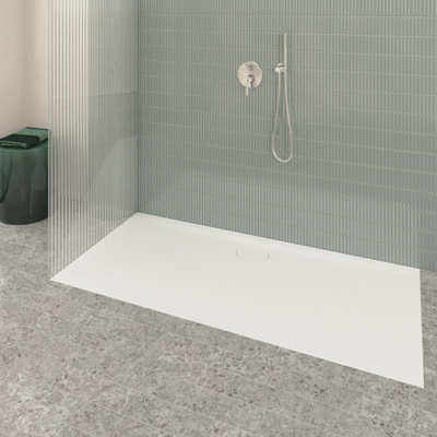 Villeroy & Boch Ecora douchebak - 170x80x3.5cm - afvoer lange zijde - stone white (wit)