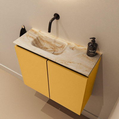 MONDIAZ TURE-DLUX 60cm toiletmeubel Ocher. EDEN wastafel Frappe positie links. Zonder kraangat.