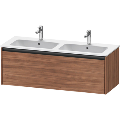 Duravit Ketho.2 Wastafelonderbouwkast - met 1 lade - voor dubbele wastafel - 128x48x44cm - met greep antraciet - noten mat