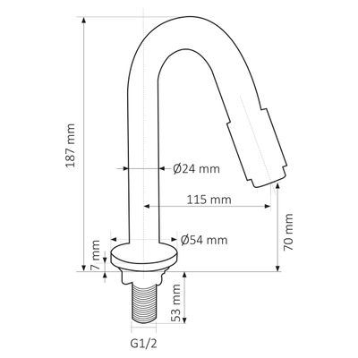 Differnz Robinet lave-mains - 19cm - courbé - chrome