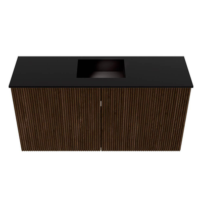 Mondiaz JOYA 80cm toiletmeubel - kleur Walnut - Wastafel FAYE positie Midden 1 kraangat kleur Urban.