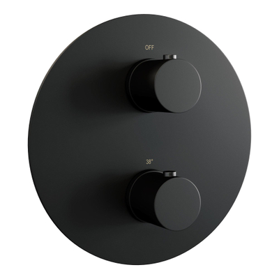 BRAUER Black Edition thermostatische Inbouw Regendouche - 3-weg - rond - set 82 - 30cm hoofddouche - gebogen muurarm - 3-standen handdouche - doucheslang - wandaansluitbocht - mat zwart