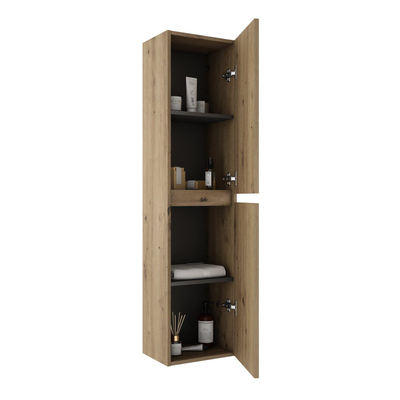 Saniclass Vita Armoire haute - 140x35x27cm - 2 portes - chêne rustique