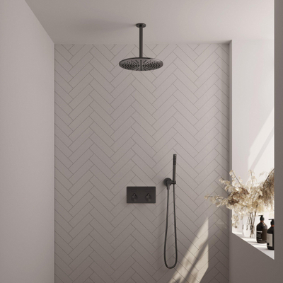 BRAUER Gunmetal Edition inbouw regendoucheset – Ø30 cm hoofddouche – 30 cm plafondbuis – staafhanddouche – met omstel