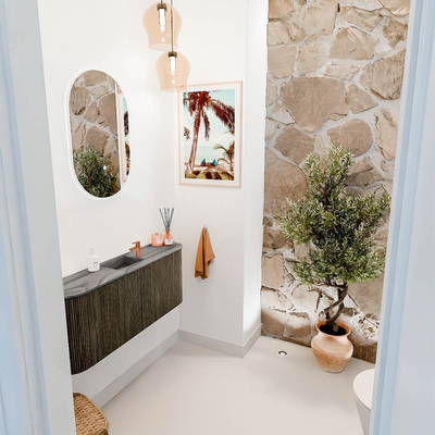 Mondiaz JOYA-DLUX 103.2cm toiletmeubel - ronding links en rechts kleur Shadow - Wastafel FAYE positie Midden 1 kraangat kleur Sombra.