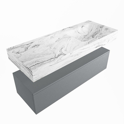 MONDIAZ ALAN - DLUX Badkamermeubelset - 120cm - onderkast - Plata - 1 lade - vrijhangende wastafel - wasbak rechts - 1 kraangat - Glace