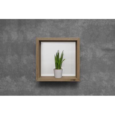 Looox Wood collection wand BoX 30x30cm met achterplaat wit eiken mat wit