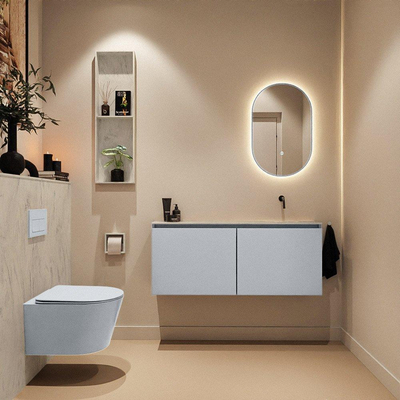 MONDIAZ TURE-DLUX Meuble toilette - 120cm - Clay - EDEN - vasque Opalo - position droite - sans trou de robinet