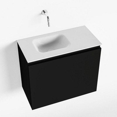 MONDIAZ OLAN Toiletmeubel 60x30x40cm met 0 kraangaten 1 lades urban mat Wastafel Lex links Solid Surface Wit