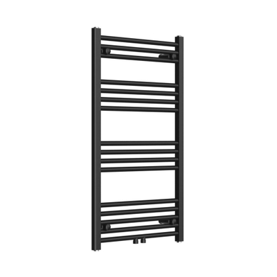 FugaFlow Eccelente Acces badkamer radiator 60x100cm recht middenaansluiting 424 watt mat zwart