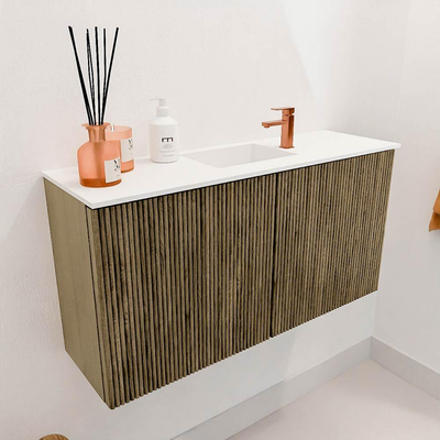 Mondiaz JOYA 80cm toiletmeubel - kleur Dusk - Wastafel FAYE positie Midden 1 kraangat kleur Talc.