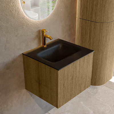 Mondiaz KURVE Badkamermeubelset - 50x46x40cm - 1 lade - wastafel solid surface - midden - 1 kraangat - Dusk
