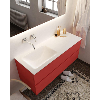 Mondiaz VICA ensemble de meuble de salle de bain - 120cm - meuble sous-vasque fire - 2 tiroirs - lavabo cloud gauche - sans trou de robinet - miroir LED - version XL 60cm de haut