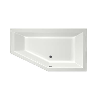 Xenz Society Baignoire d'angle - 160x90x53 - bonde Centrale - Droite - acrylique - blanc mat