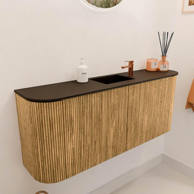 Mondiaz JOYA 103.2cm toiletmeubel - ronding links en rechts kleur Oak - Wastafel FAYE positie Midden 1 kraangat kleur Urban.